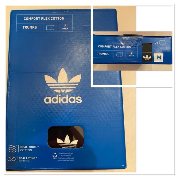 Adidas 2-Pack Comfort Flex Cotton Trunks Boxer Briefs Size Medium 32-34 - Picture 1 of 4